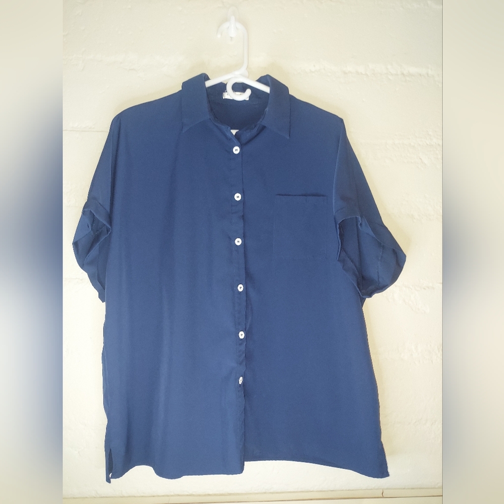 Hotouch Navy Women's Button Down XL - Picture 2 of 4